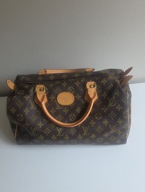 BROWN AND TAN Monogram Canvas Brown Satchel Bag